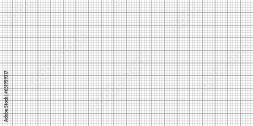 Sheet of graph paper with grid. Millimeter paper texture, geometric pattern. Gray lined blank for drawing, studying, technical engineering or scale measurement. Vector illustration