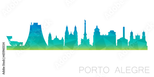 Billede på lærred Porto Alegre, RS, Brazil Low Poly Skyline Clip Art City Design
