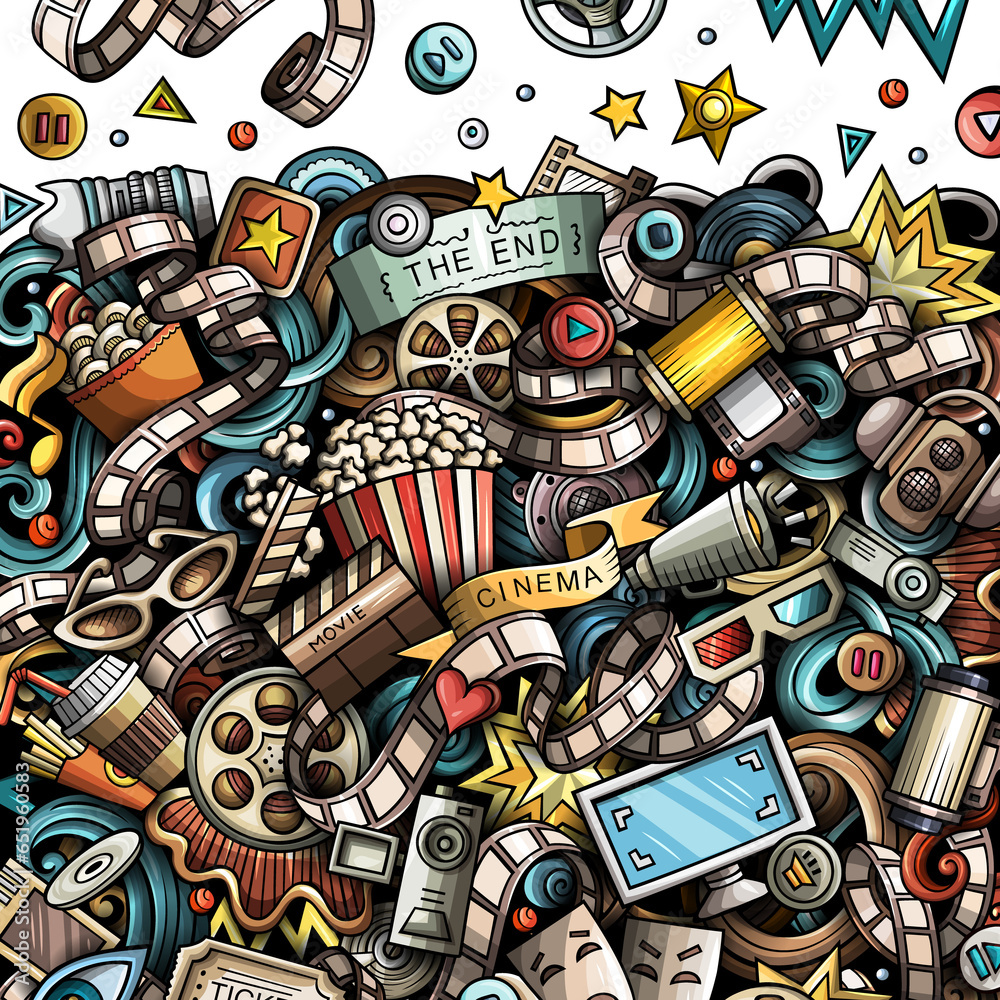 Cinema doodle funny cartoon frame background Cinema doodle funny cartoon frame background