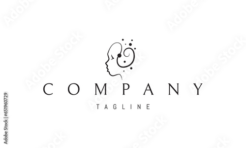 Vector logo on which an abstract image of the silhouette of a childs face in a linear style.