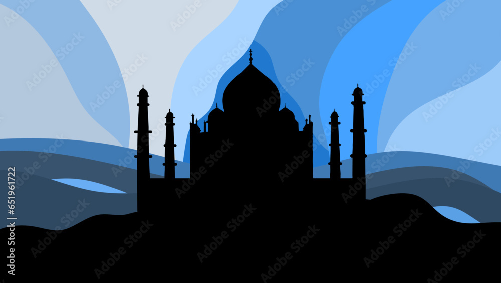 Taj Mahal flat art Illustration Stock Vector | Adobe Stock