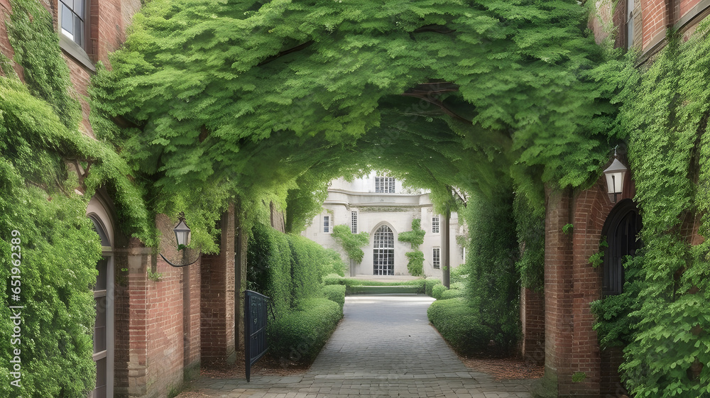 Elegance Unveiled: A Timeless Ivy-Clad College Campus Enchants with its Storied Charm and Architectural Grandeur