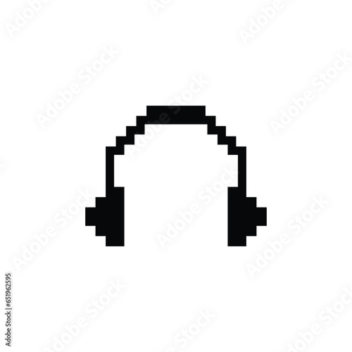 pixel headphone on white background. pixel headphone icon vector