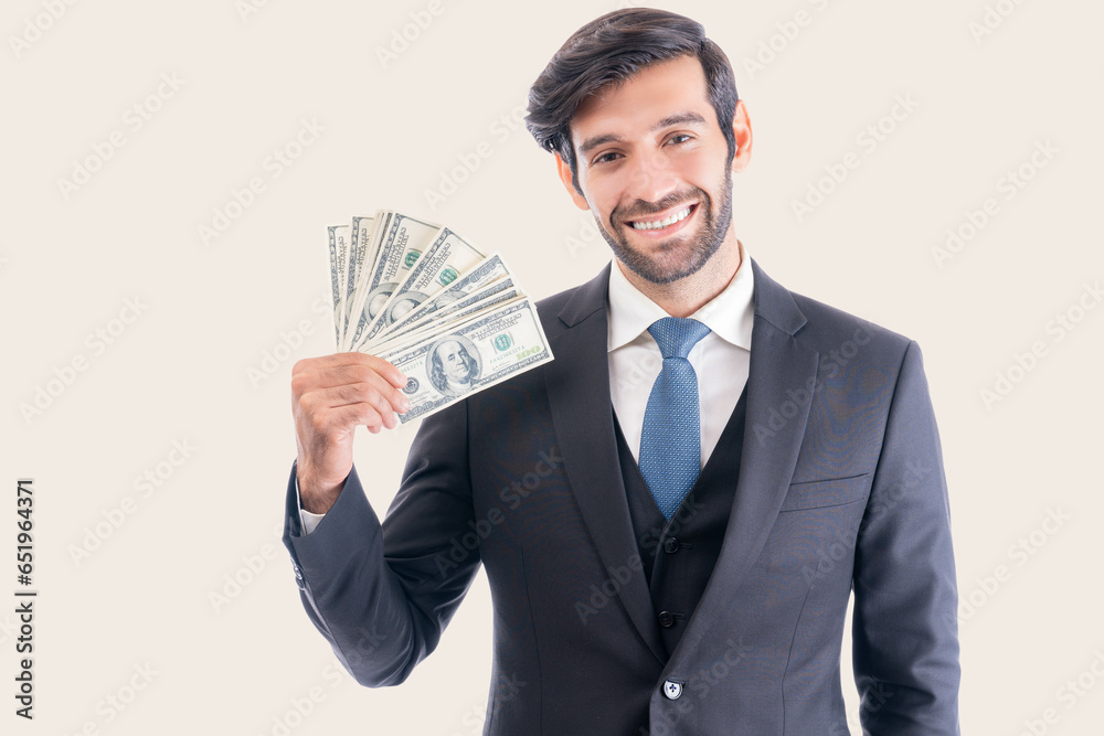Handsome Wealth rich caucasian businessman ceo millionaire in business suit holding money Handsome young man spending money expensive goods looking at camera Succesful Investment Saving money concept Handsome Wealth rich caucasian businessman ceo millionaire in business suit holding money Handsome young man spending money expensive goods looking at camera Succesful Investment Saving money concept
