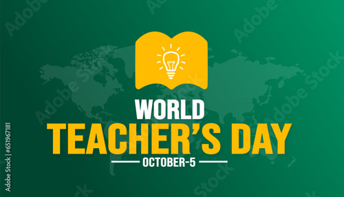 October 5 is world teachers day background template. Holiday concept. background, banner, placard, card, and poster design template with text inscription and standard color. vector illustration.