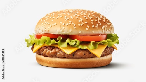 burger isolated on white background.Generative AI