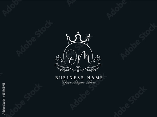Signature OM Letter Logo, Feminine Om mo Luxury Logo Icon Design