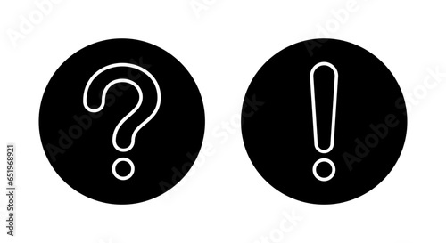 Question mark and exclamation point line icon vector in black circle