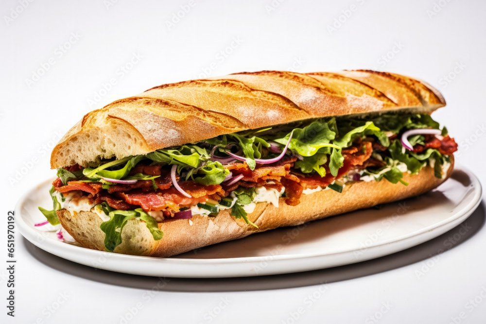 Solo traveler exploring local sandwiches at a street food festival isolated on a white background Solo traveler exploring local sandwiches at a street food festival isolated on a white background