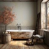 Bath on lion's Golden paws. The atmosphere of romance and love. Light interior, chiffon, flowers.