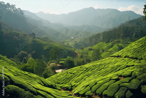 tea fields in the beautiful mountains © bojel