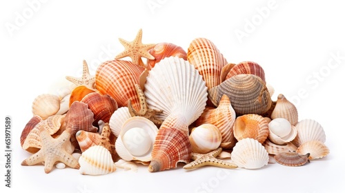 Exquisite Seashell Collection on a Clean White Background.