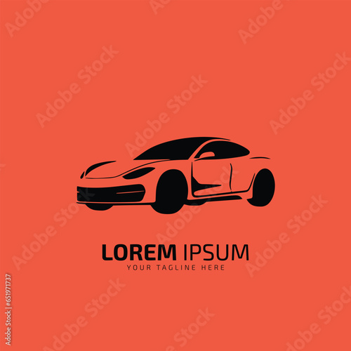 Auto style car logo design vehicle icon illustration silhouette on orange background. Vector illustration.
