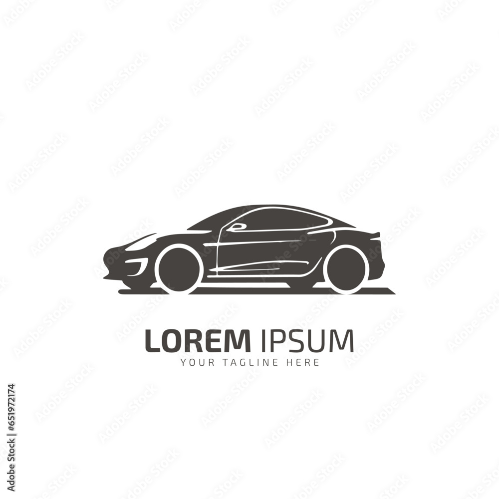 Automotive sport car racing logo template design black silhouette isolated on white background.vector illustration.