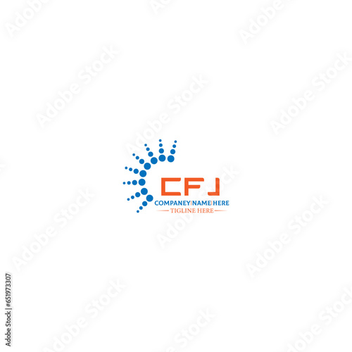 CFJ letter logo design in 3 style. CFJ polygon, circle, triangle, hexagon, flat and simple style with black and white color variation letter logo set in one artboard CFJ logo, CFJ.