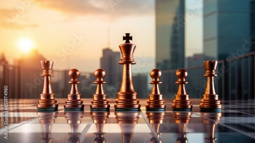 Business Victory: Golden Chess Pawns Leading the Way in Success