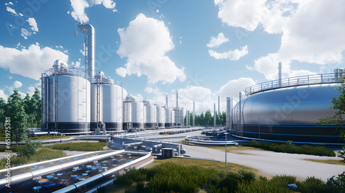 futuristische Industrieanlage, Wasserstoffkraftwerk