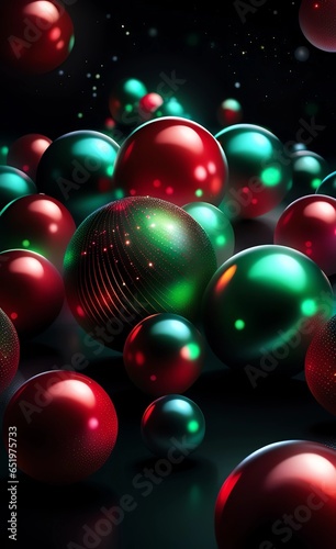 New Year  Christmas - Christmas tree and Christmas decorations  festive background - AI generative art