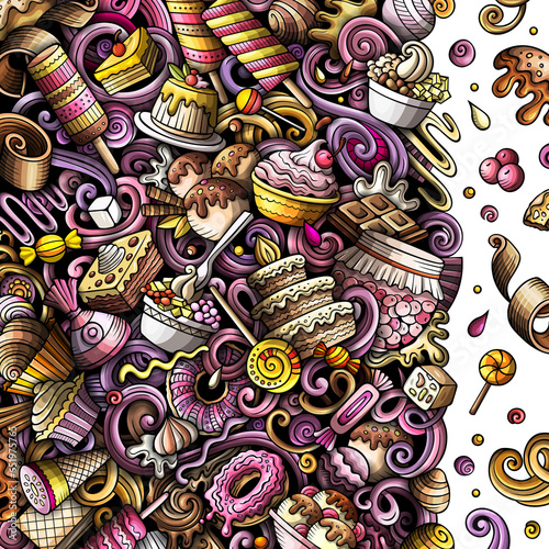 Sweet Food detailed cartoon border illustration