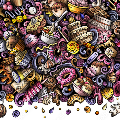 Sweet Food detailed cartoon border illustration