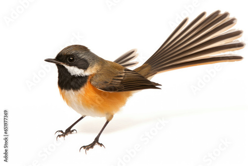 New Zealand Fantail Bird on a white background