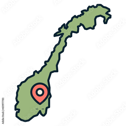 Canvas Print norway map illustration