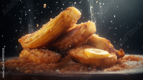 banana with fried flour food, with generative ai photo