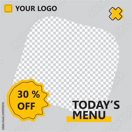 Food social media banners post template with offers, editable minimal square template.