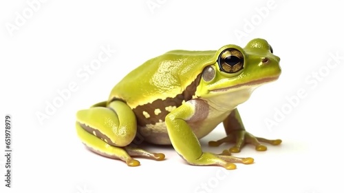 Chinese gliding frog Rhacophorus dennysi animal isolated.Generative AI photo