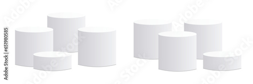 white empty isolated podium. vector set of two podium, four product podium