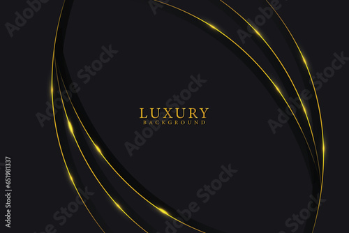 Abstract shapes and luxury pattern background. luxury black background banner vector illustration with gold strip art deco line for banner