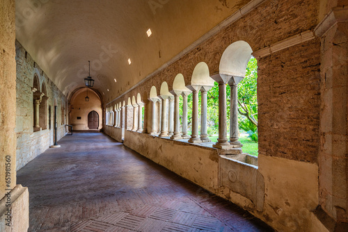 The cloister from the marvelous Fossanova Abbey near the city of Priverno, in the province of Latina, Lazio, italy. photo