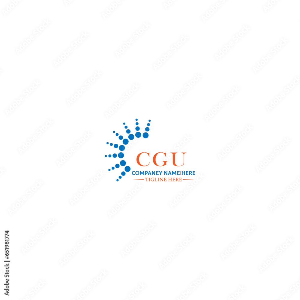 CGU letter logo design in 3 style. CGU polygon, circle, triangle, hexagon, flat and simple style with black and white color variation letter logo set in one artboard. CGU