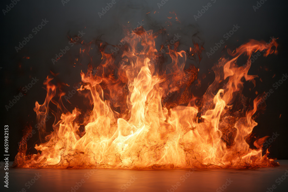 Hot burning flames close up - obrazy, fototapety, plakaty 