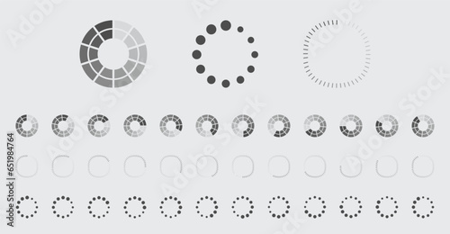 Circular Loading Buffering Icons Vector Set Video Ready for Animation Gif All Keyframes Frames Bufring Circle Waiting for Connection Buffer Preloader Download Symbol Easy Replace Color