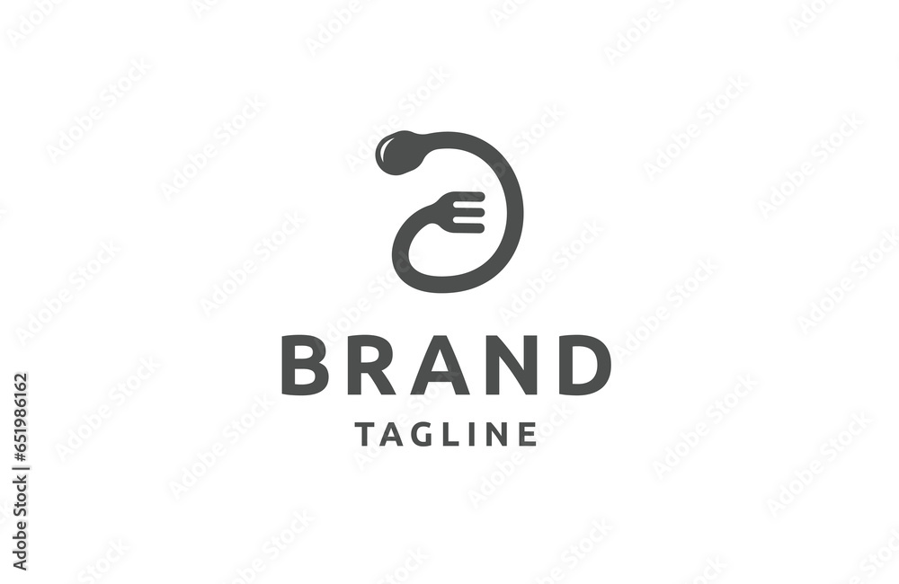 Letter D spoon and fork with restaurant style logo design template flat vector Letter D spoon and fork with restaurant style logo design template flat vector