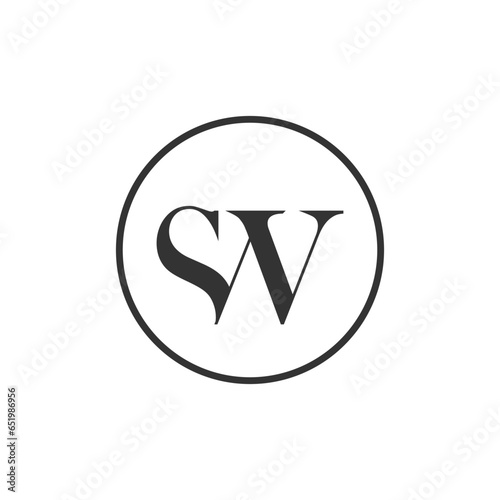 Monogram letter SW logo template vector