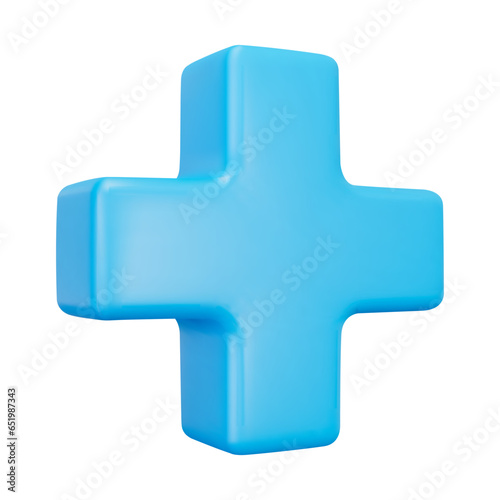 3d blue plus sign. Medical icon apteka. Vector illustration on isolated background.