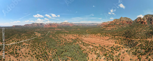 Sedona on a Sunny Day: 180 Degree Aerial Panorama