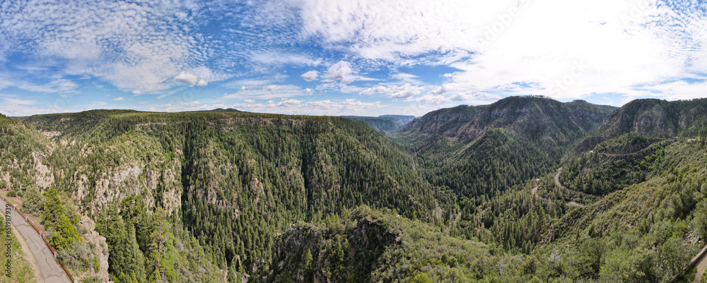 Pine Mountains on a Sunny Day: 180 Degree Aerial Panorama