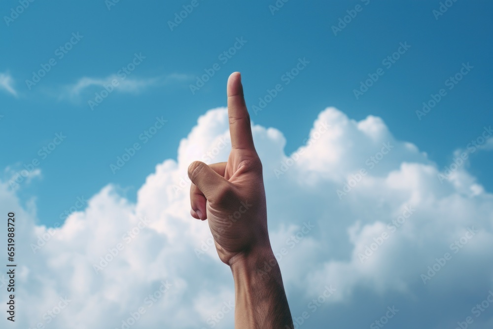 Thumb up finger on sky. Happy agree. Generate Ai Thumb up finger on sky. Happy agree. Generate Ai