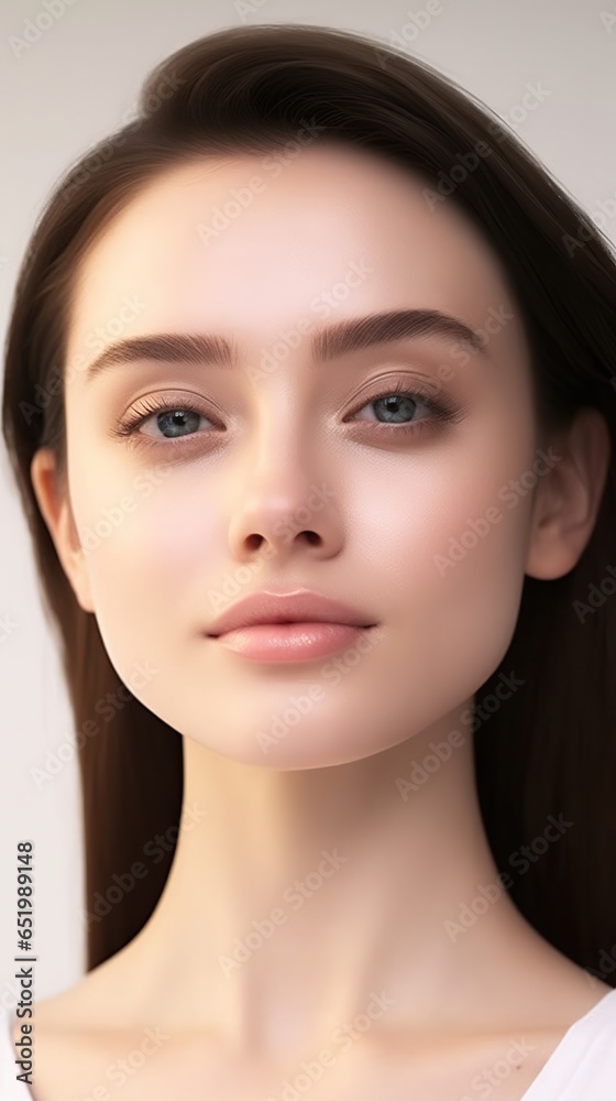 Beautiful female model in studio on white background.AI generated image