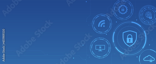 internet digital security technology concept for business background. Lock on circuit board