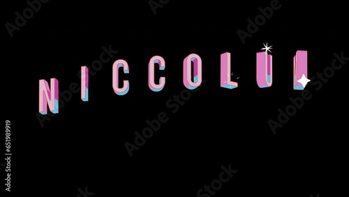 Bright letters jump merrily in the inscription NICCOLUM Element of periodic table. Retro. Alpha channel black. In-Out looped. Alpha BW at the end. Looped from frame 120 to 240, Alpha BW at the end photo