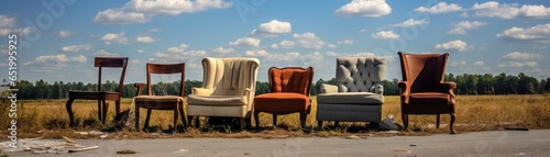 Discarded Furniture On The Side Of The Road Panoramic Banner © Anastasiia