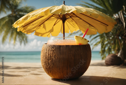 Wallpaper Mural coconut cocktail on the beach Torontodigital.ca