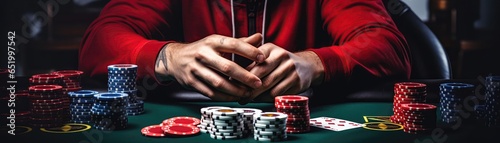 Man Is Playing Game Of Poker Panoramic Banner photo