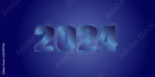 Happy New Year 2024. Blue bright gradient number 2024 vector background for poster, banner, congratulation. EPS10
