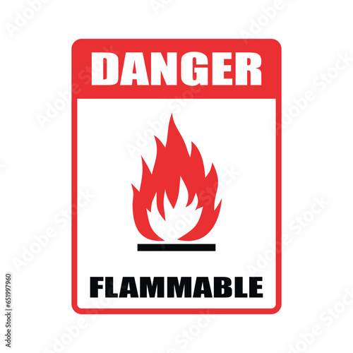 vector sign danger flamable isolated on white background photo