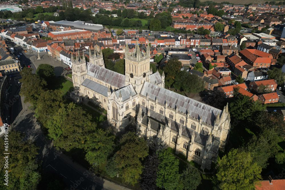 aerial view of  Selby Abbey. Anglican Church.Selby Yorkshire 
